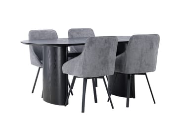 Oval matgrupp Venture Home Grå Svart 4st - Møbler - Bord - Spisegrupper