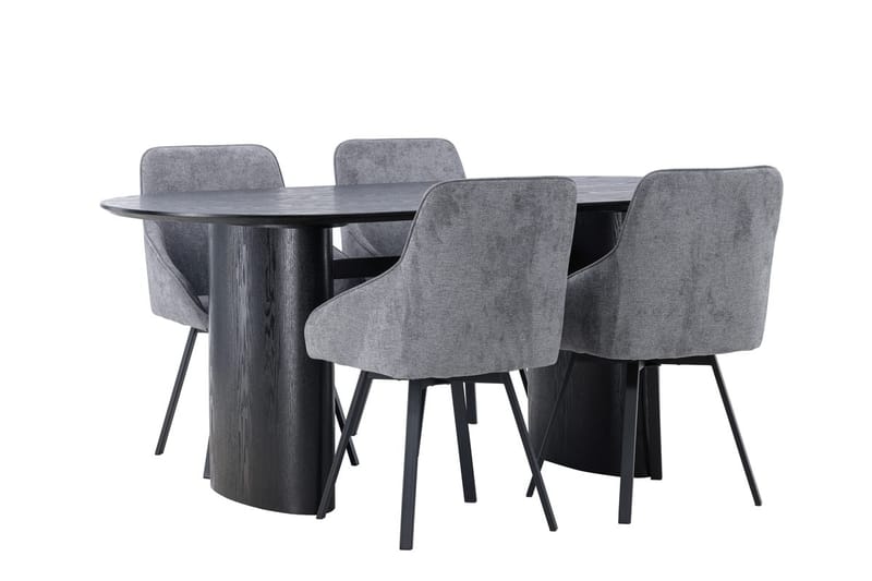Oval matgrupp Venture Home Grå Svart 4st - Møbler - Bord - Spisegrupper