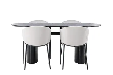 Oval matgrupp Venture Home Grå Svart 4st - Møbler - Bord - Spisegrupper