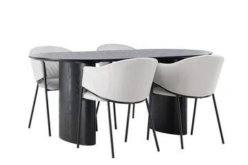 Oval matgrupp Venture Home Grå Svart 4st - Møbler - Bord - Spisegrupper