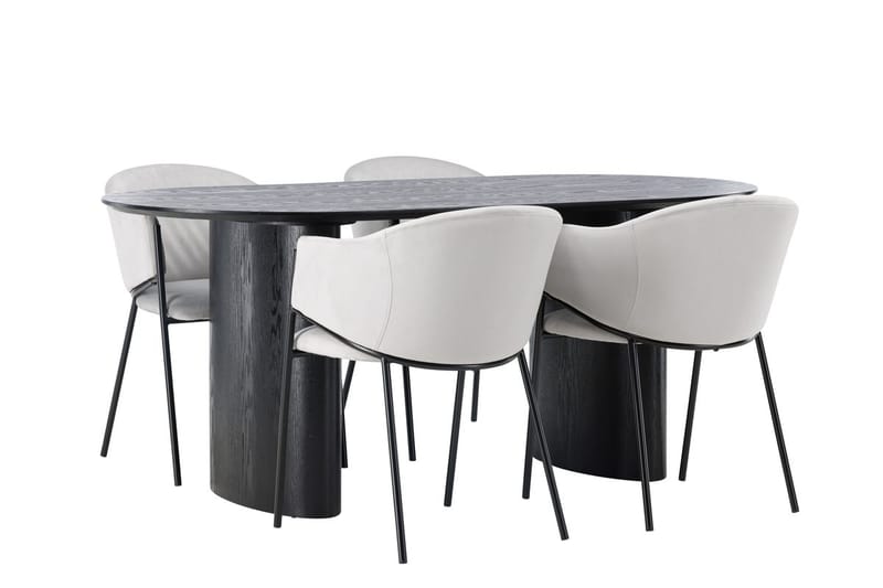 Oval matgrupp Venture Home Grå Svart 4st - Møbler - Bord - Spisegrupper