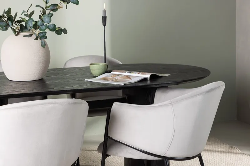 Oval matgrupp Venture Home Grå Svart 4st - Møbler - Bord - Spisegrupper