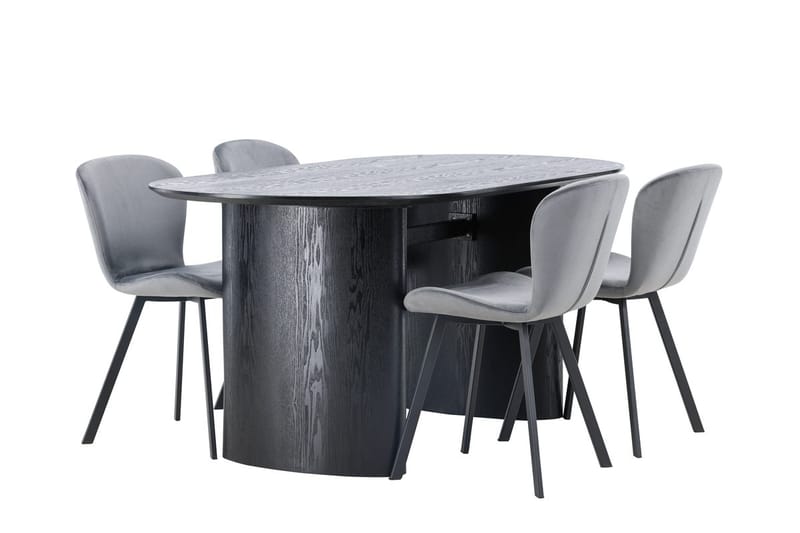 Oval matgrupp Venture Home Grå Svart 4st - Møbler - Bord - Spisegrupper