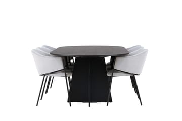 Oval matgrupp Venture Home Grå Svart 6st - Møbler - Bord - Spisegrupper