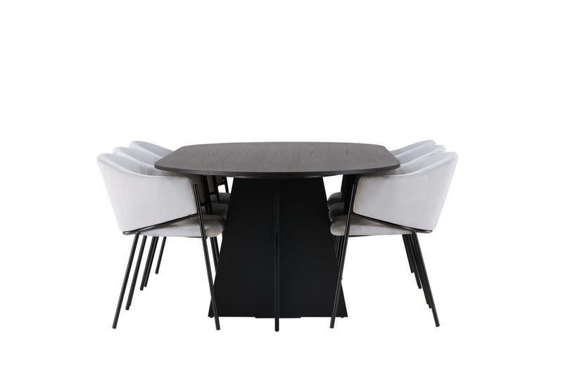 Oval matgrupp Venture Home Grå Svart 6st - Møbler - Bord - Spisegrupper