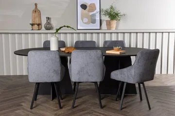 Oval matgrupp Venture Home Grå Svart 6st - Møbler - Bord - Spisegrupper