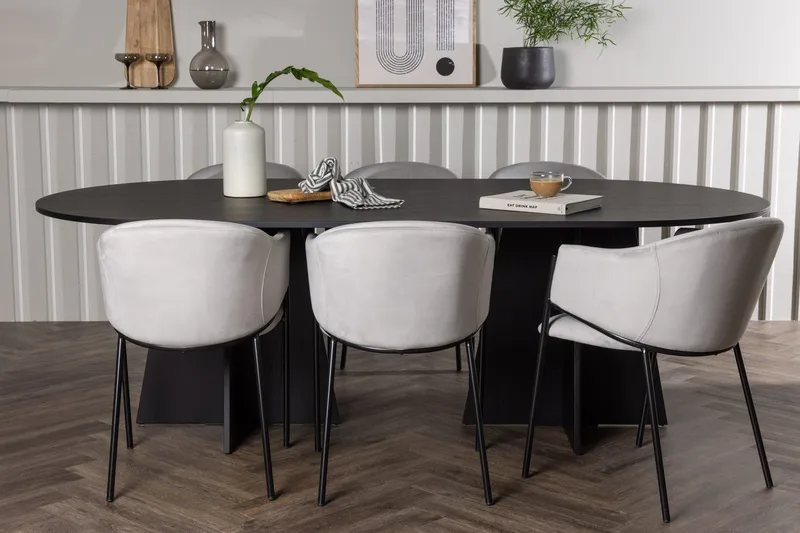 Oval matgrupp Venture Home Grå Svart 6st