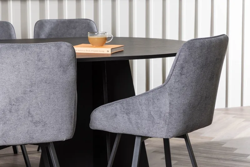 Oval matgrupp Venture Home Grå Svart 6st - Møbler - Bord - Spisegrupper