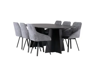 Oval matgrupp Venture Home Grå Svart 6st - Møbler - Bord - Spisegrupper