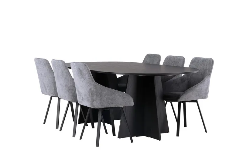 Oval matgrupp Venture Home Grå Svart 6st - Møbler - Bord - Spisegrupper