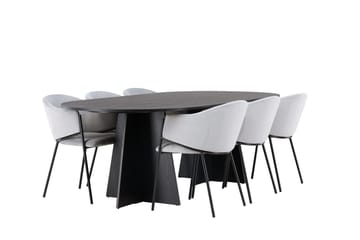Oval matgrupp Venture Home Grå Svart 6st - Møbler - Bord - Spisegrupper