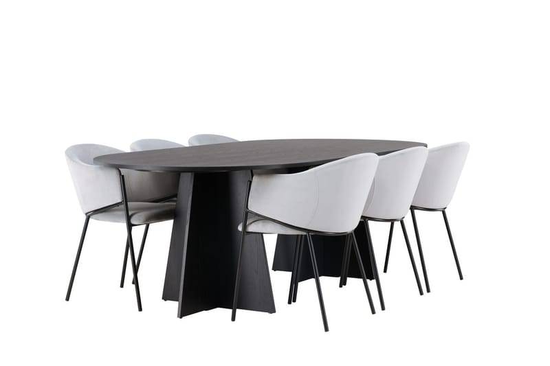 Oval matgrupp Venture Home Grå Svart 6st - Møbler - Bord - Spisegrupper
