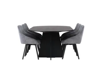 Oval matgrupp Venture Home Grå Svart 6st - Møbler - Bord - Spisegrupper