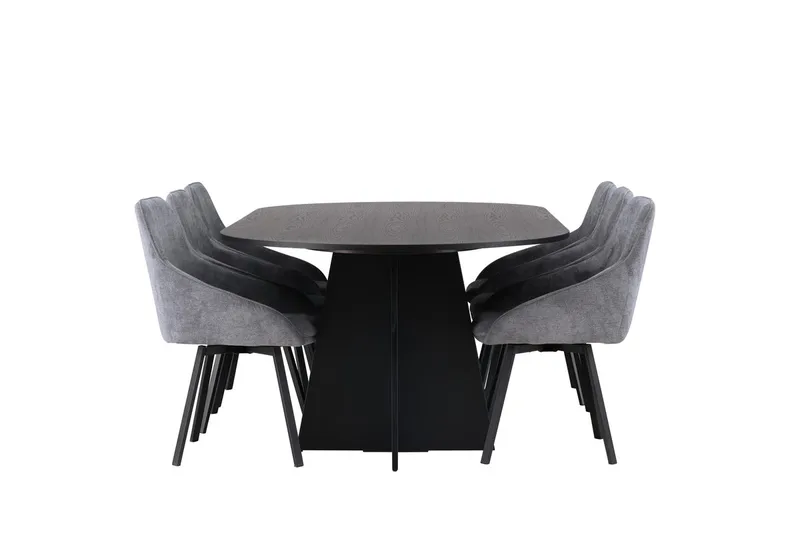 Oval matgrupp Venture Home Grå Svart 6st - Møbler - Bord - Spisegrupper