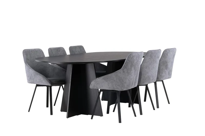 Oval matgrupp Venture Home Grå Svart 6st - Møbler - Bord - Spisegrupper