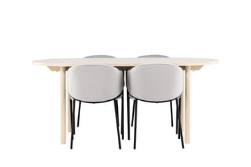 Oval matgrupp Venture Home Grå Vitputsad 4st - Møbler - Bord - Spisegrupper