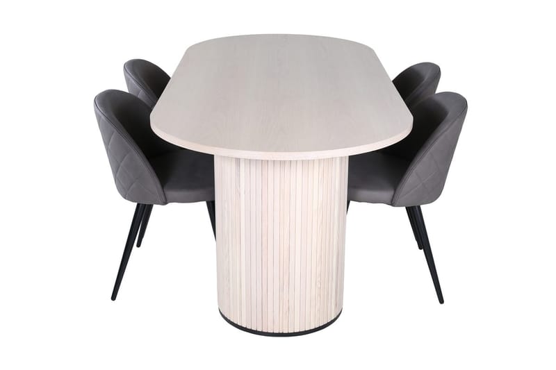 Oval matgrupp Venture Home Grå Vitputsad 4st - Møbler - Bord - Spisegrupper