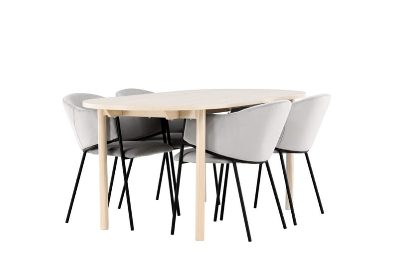 Oval matgrupp Venture Home Grå Vitputsad 4st - Møbler - Bord - Spisegrupper
