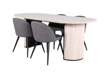Oval matgrupp Venture Home Grå Vitputsad 4st - Møbler - Bord - Spisegrupper