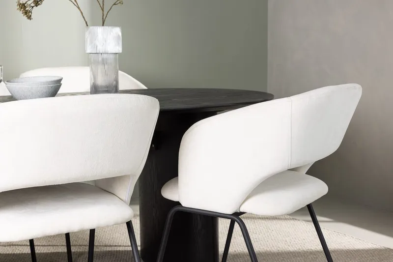 Oval matgrupp Venture Home Offwhite Svart 4st - Møbler - Bord - Spisegrupper
