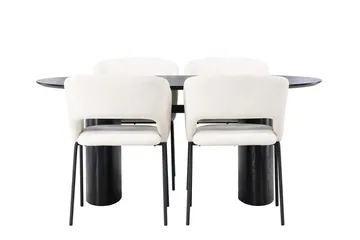 Oval matgrupp Venture Home Offwhite Svart 4st - Møbler - Bord - Spisegrupper