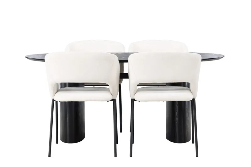 Oval matgrupp Venture Home Offwhite Svart 4st - Møbler - Bord - Spisegrupper