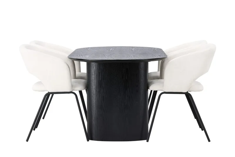 Oval matgrupp Venture Home Offwhite Svart 4st - Møbler - Bord - Spisegrupper