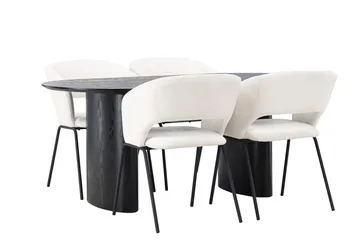 Oval matgrupp Venture Home Offwhite Svart 4st - Møbler - Bord - Spisegrupper