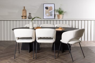 Oval matgrupp Venture Home Offwhite Svart 6st - Møbler - Bord - Spisegrupper