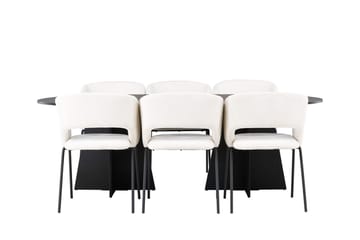 Oval matgrupp Venture Home Offwhite Svart 6st - Møbler - Bord - Spisegrupper