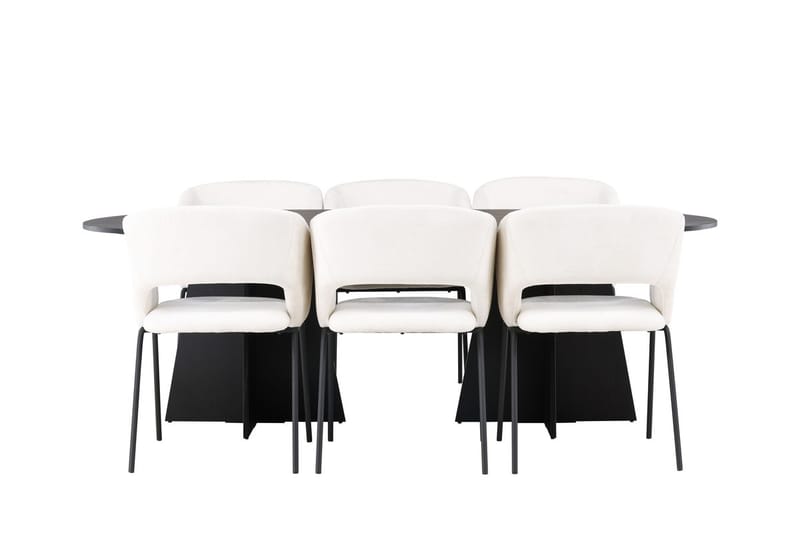 Oval matgrupp Venture Home Offwhite Svart 6st - Møbler - Bord - Spisegrupper