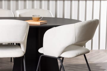 Oval matgrupp Venture Home Offwhite Svart 6st - Møbler - Bord - Spisegrupper