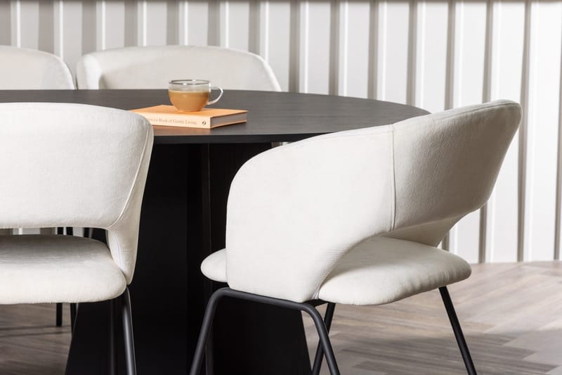 Oval matgrupp Venture Home Offwhite Svart 6st - Møbler - Bord - Spisegrupper