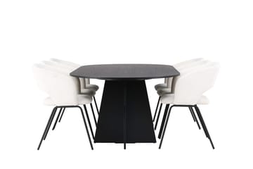 Oval matgrupp Venture Home Offwhite Svart 6st - Møbler - Bord - Spisegrupper