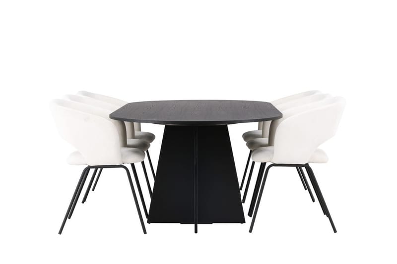 Oval matgrupp Venture Home Offwhite Svart 6st - Møbler - Bord - Spisegrupper