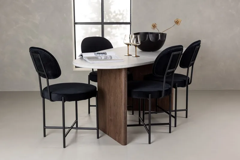 Oval matgrupp Venture Home Svart Ljusgrå 4st, Svart / lysegrå