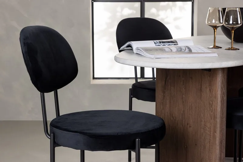 Oval matgrupp Venture Home Svart Ljusgrå 4st - Svart / lysegrå - Møbler - Bord - Spisegrupper