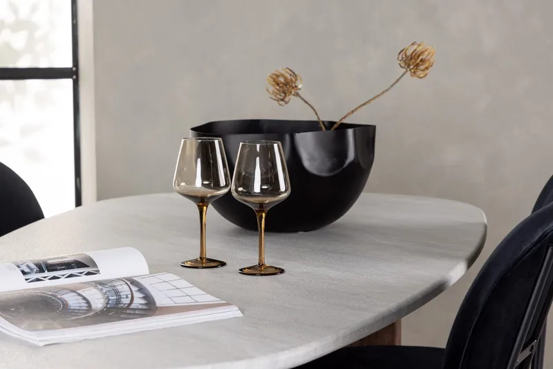 Oval matgrupp Venture Home Svart Ljusgrå 4st - Svart / lysegrå - Møbler - Bord - Spisegrupper
