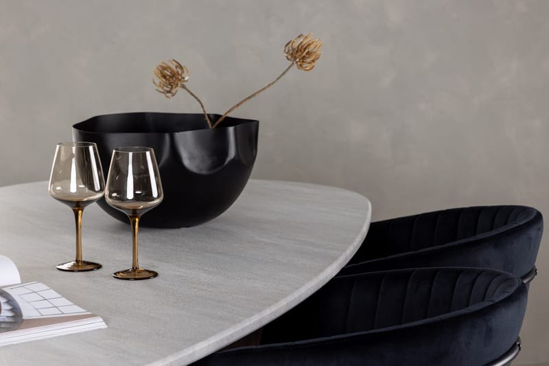 Oval matgrupp Venture Home Svart Ljusgrå 4st - Svart og lysegrå med mørkebrun ramme - Møbler - Bord - Spisegrupper