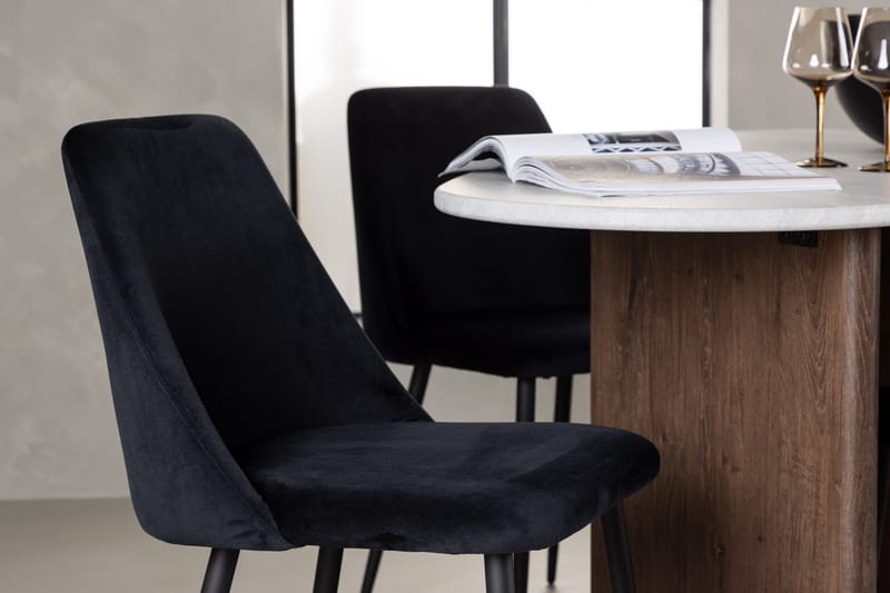 Oval matgrupp Venture Home Svart Ljusgrå 4st - Svart/Lysegrå - Møbler - Bord - Spisegrupper