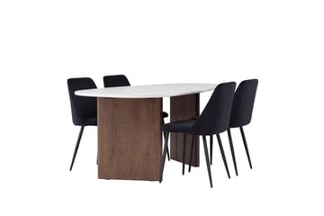 Oval matgrupp Venture Home Svart Ljusgrå 4st - Svart/Lysegrå - Møbler - Bord - Spisegrupper
