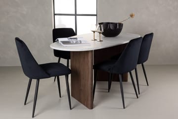Oval matgrupp Venture Home Svart Ljusgrå 4st - Svart/Lysegrå - Møbler - Bord - Spisegrupper