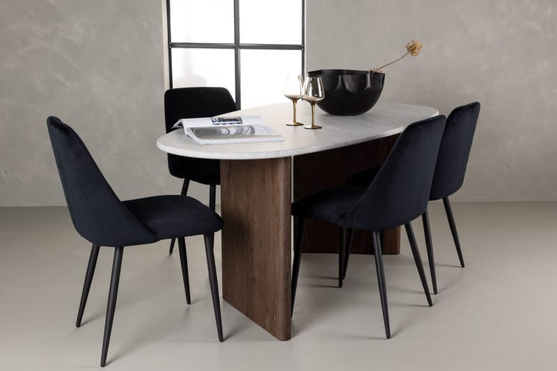 Oval matgrupp Venture Home Svart Ljusgrå 4st, Svart/Lysegrå