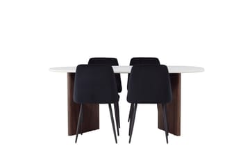Oval matgrupp Venture Home Svart Ljusgrå 4st - Svart/Lysegrå - Møbler - Bord - Spisegrupper
