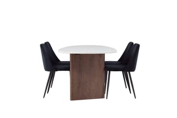 Oval matgrupp Venture Home Svart Ljusgrå 4st - Svart/Lysegrå - Møbler - Bord - Spisegrupper