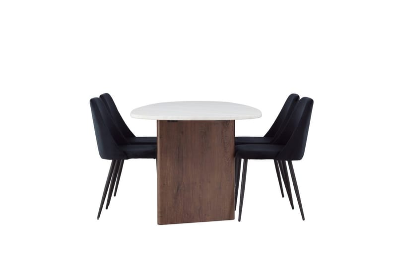 Oval matgrupp Venture Home Svart Ljusgrå 4st - Svart/Lysegrå - Møbler - Bord - Spisegrupper