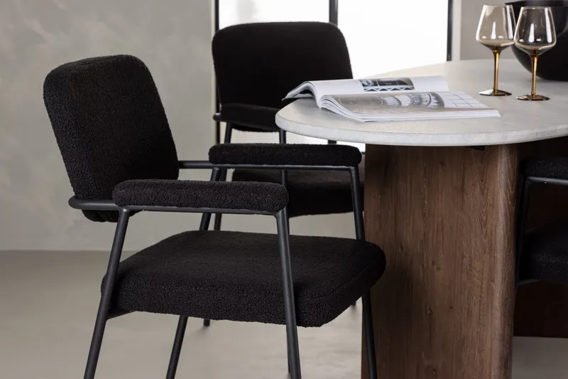Oval matgrupp Venture Home Svart Ljusgrå 4st - Møbler - Bord - Spisegrupper