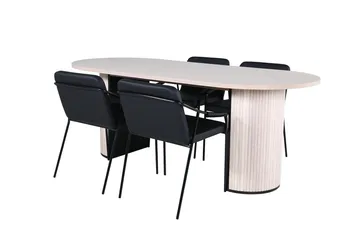 Oval matgrupp Venture Home Svart Ljust trä 4st - Møbler - Bord - Spisegrupper