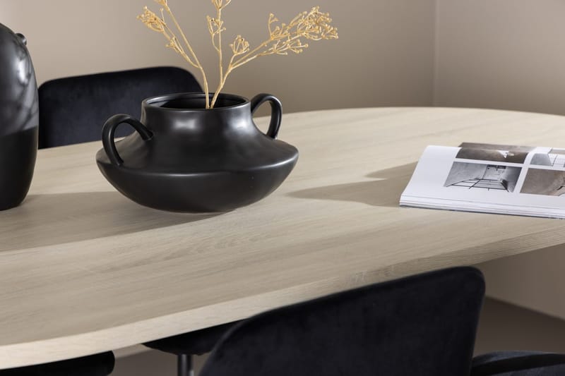 Oval matgrupp Venture Home Svart Ljust trä 4st - Møbler - Bord - Spisegrupper