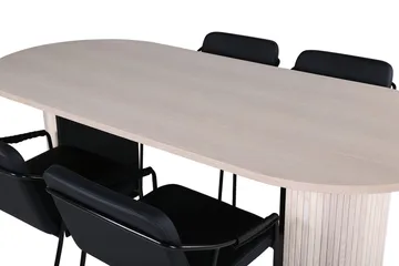 Oval matgrupp Venture Home Svart Ljust trä 4st - Møbler - Bord - Spisegrupper